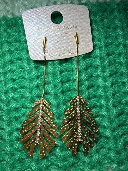 Boucles d’oreilles pendantes feuille
