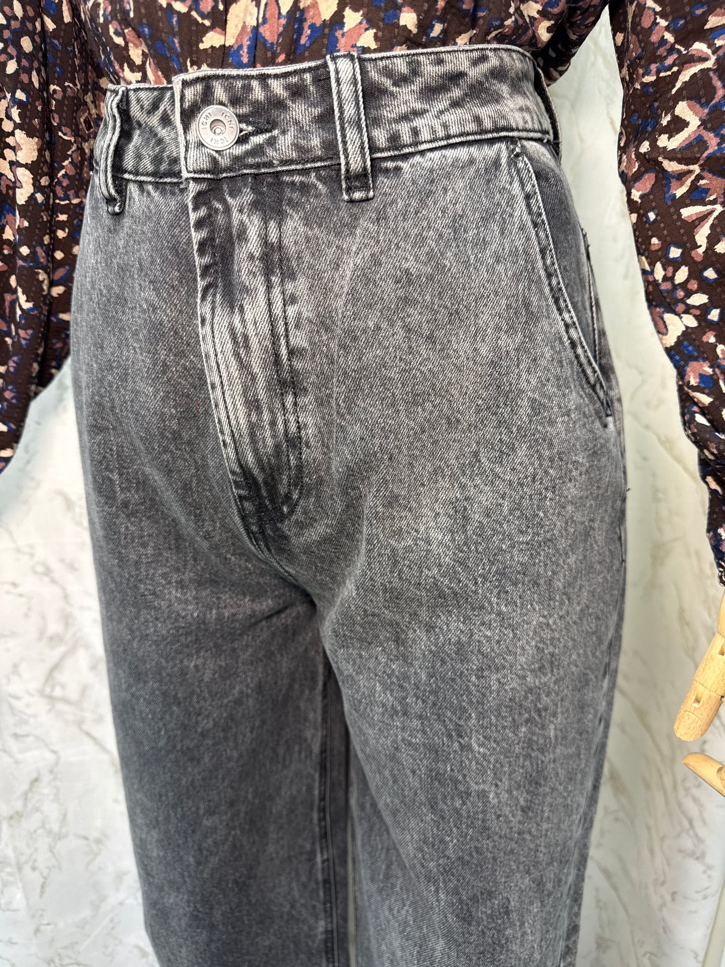 Jeans barrel taille haute
